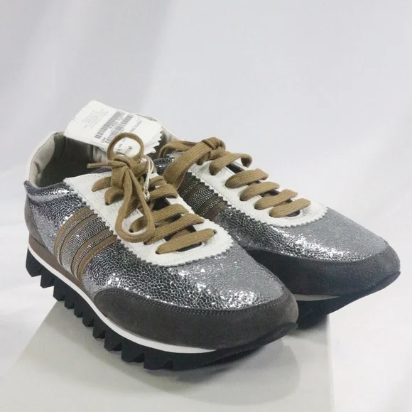 BRUNELLO CUCINELLI Precious Band Leather Sneakers Sz 10.5 Wmn - Picture 2 of 8